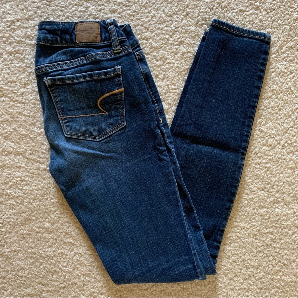 American Eagle Dark Wash Skinny Jeans - 2 Long